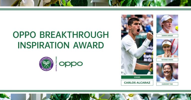 ร่วมแสดงความยินดี Carlos Alcaraz  คว้ารางวัล OPPO Breakthrough Inspiration Award ในการแข่งขัน Wimbledon 2022