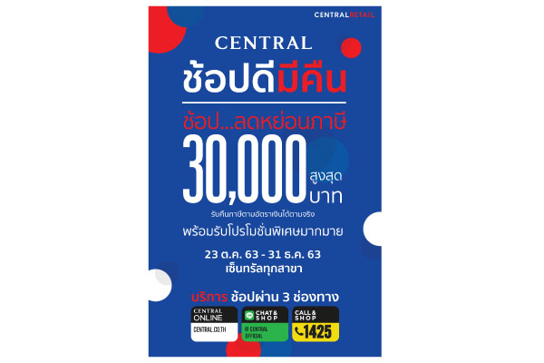 ช่วยคนไทยลดค่าครองชีพ “Central ช้อปดีมีคืน รับสิทธิ์ลดหย่อนภาษีตามจริง